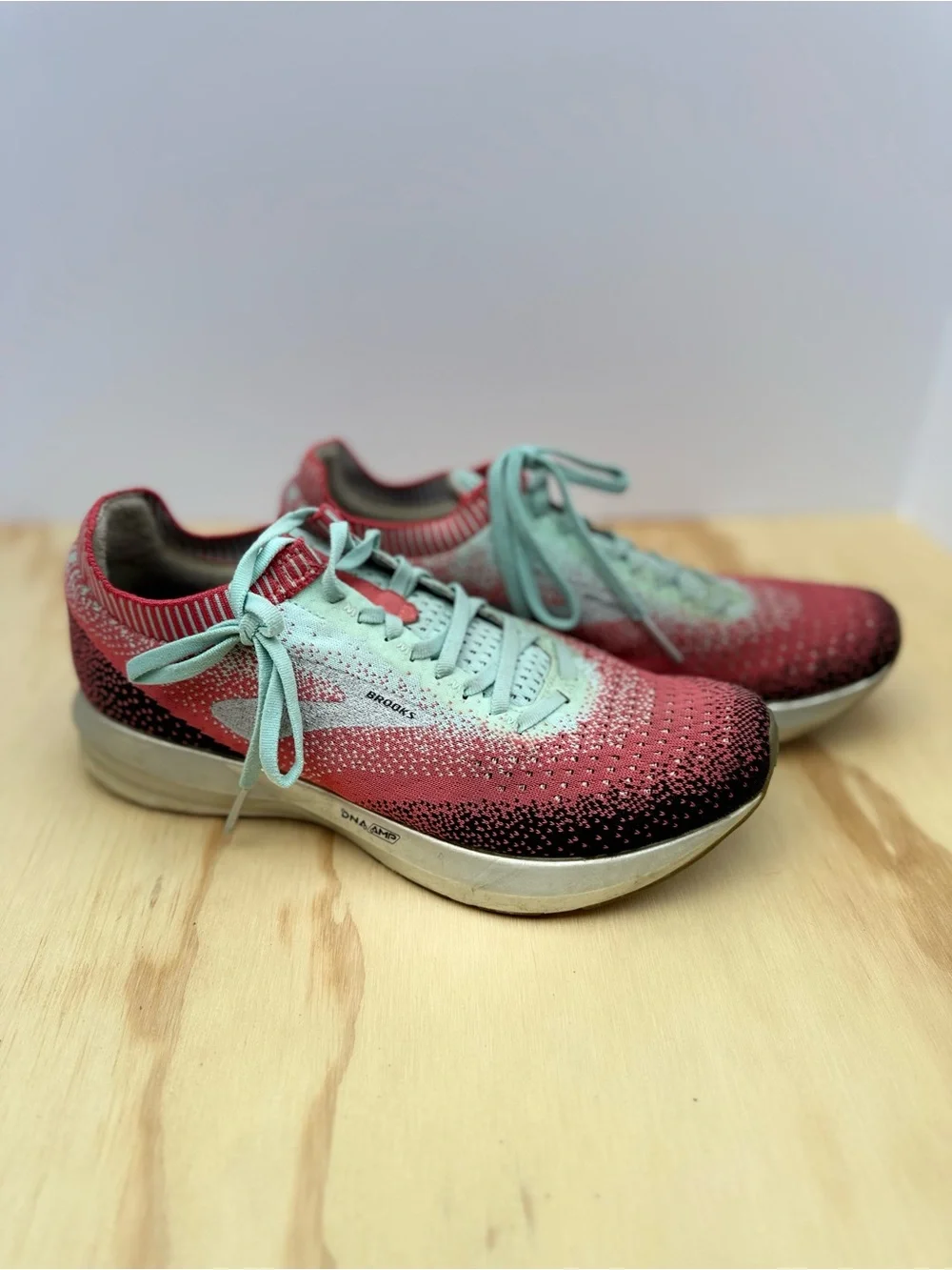 Brooks Levitate Knit Running Shoes in Coral and Mint